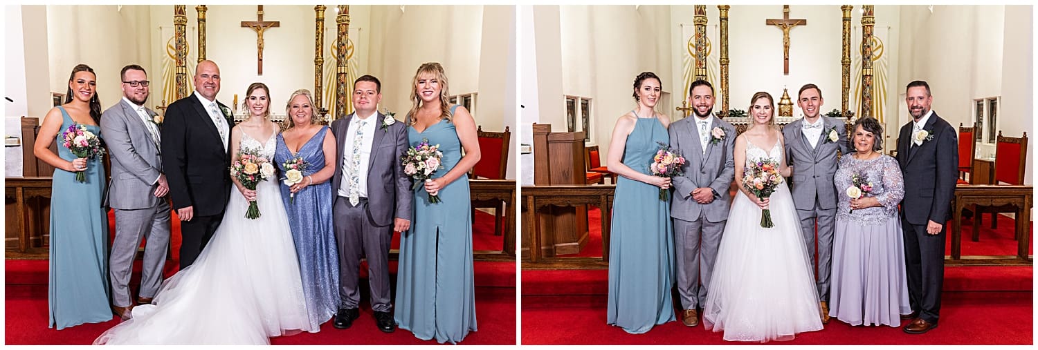 family portraits at church wedding