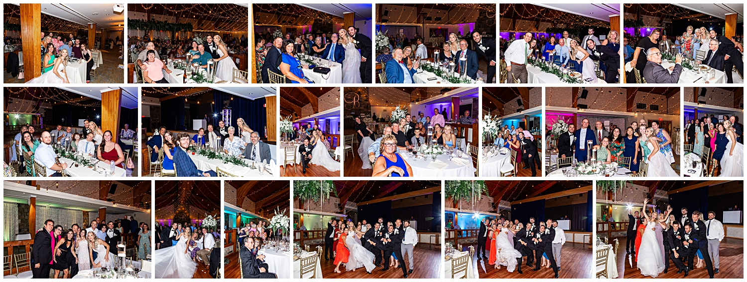 Group photo collage of wedding tables.