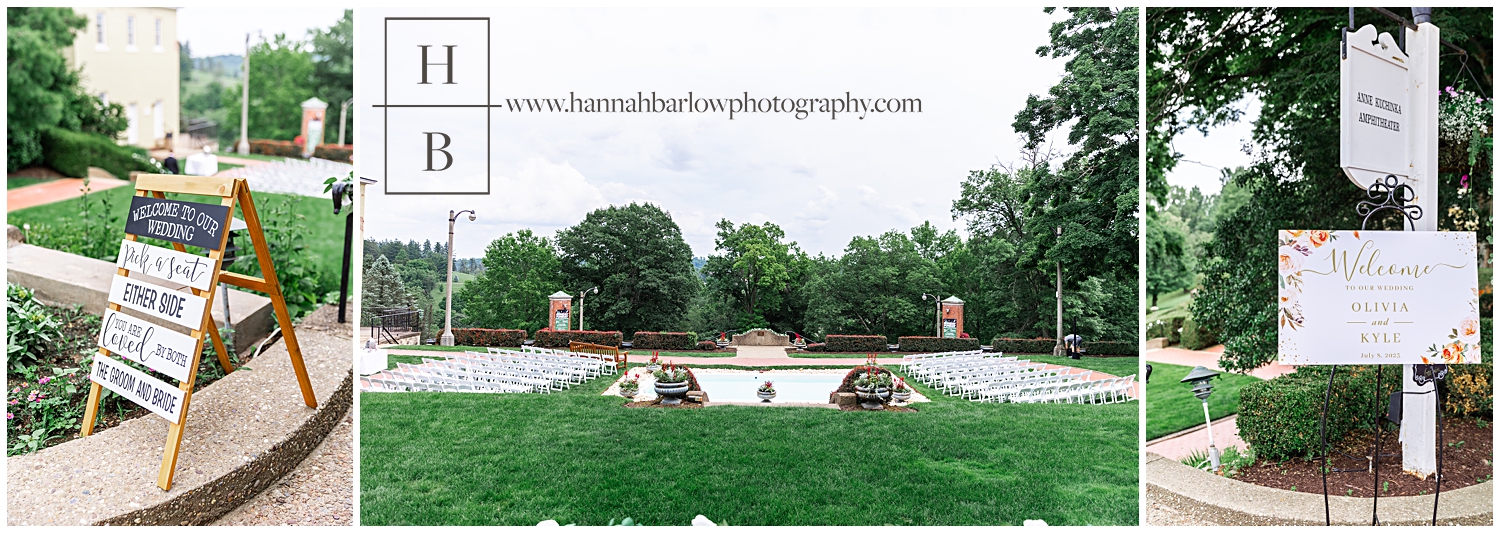 Wide angle view of Oglebay's Formal Gardens wedding ceremony.