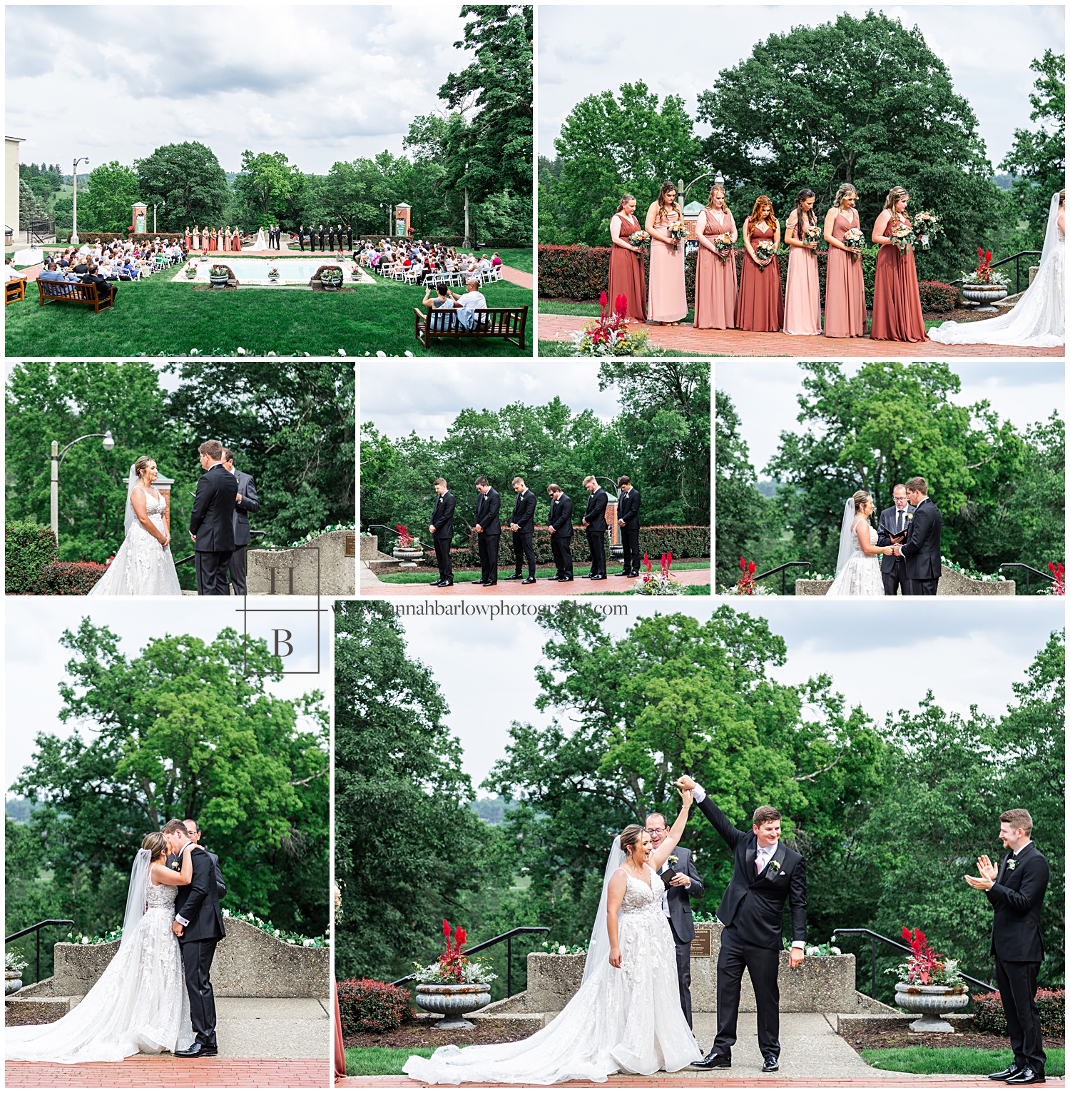 Collage of summer wedding photos at Oglebay's Formal Gardens