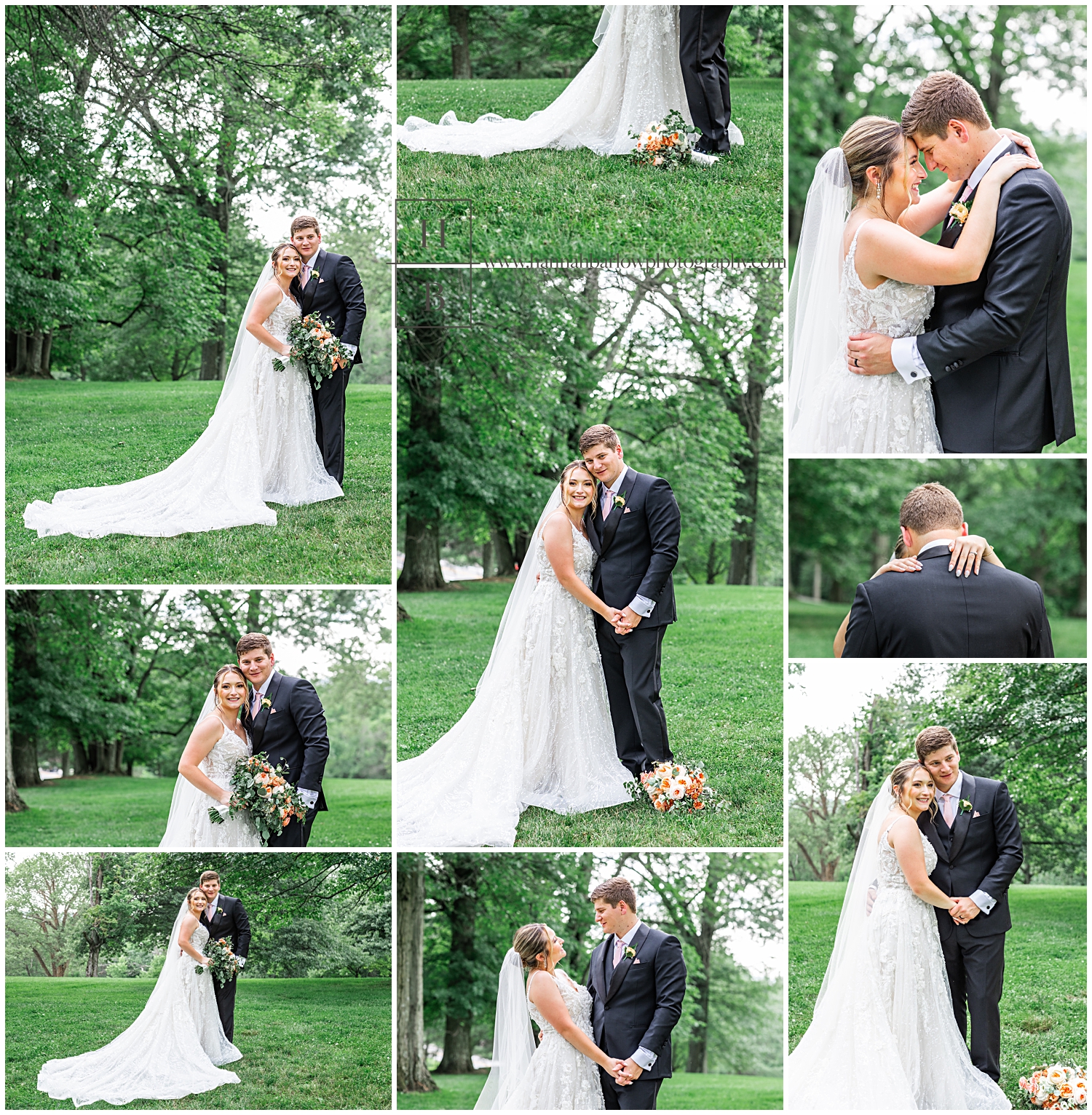Collage of bride and groom portraits