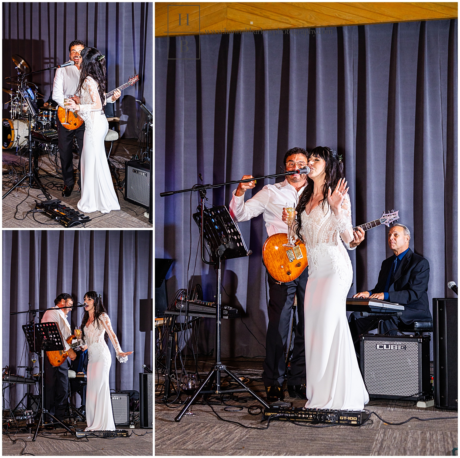 Bride sings with wedding band
