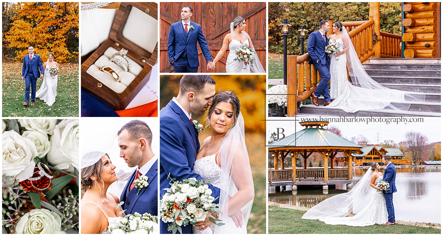 Collage of fall wedding photos at The Gathering Place in Darlington Lake