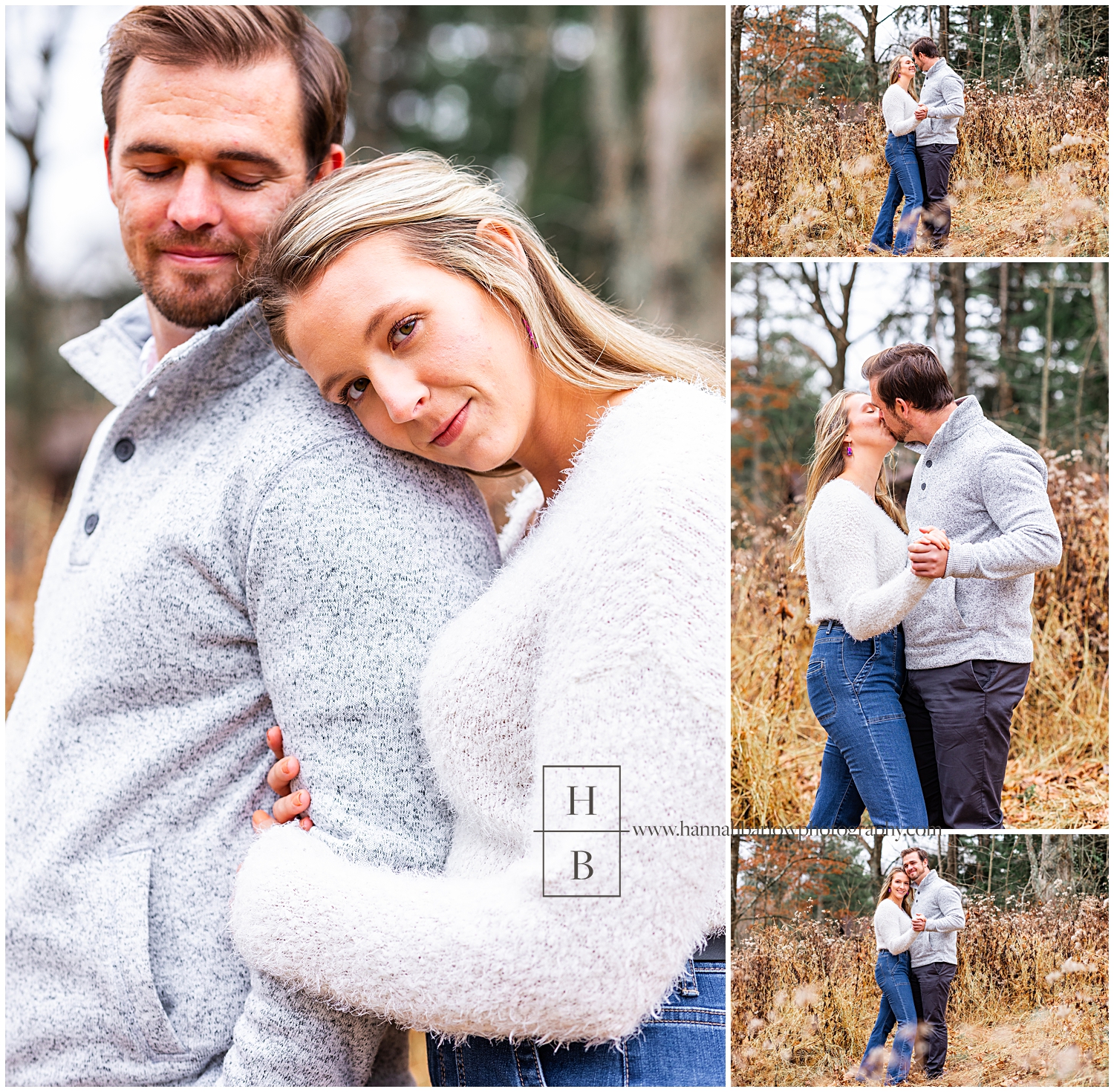 Women holds fiance from behind for sensual engagement photos