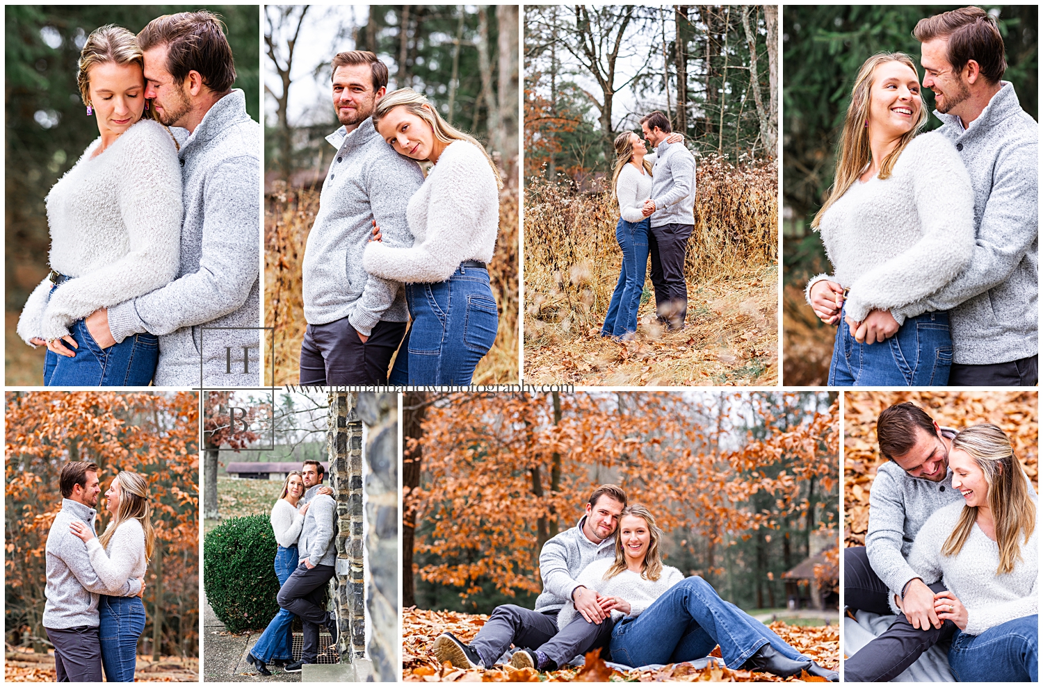 Windy fall engagement photos