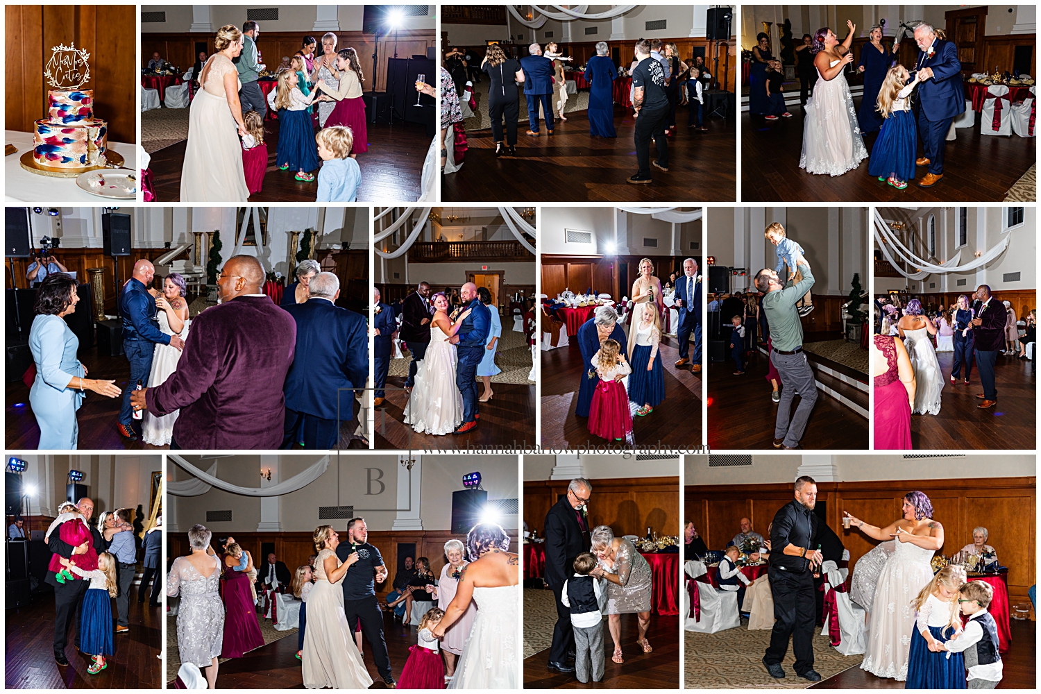Open dance floor wedding photos are highlighted