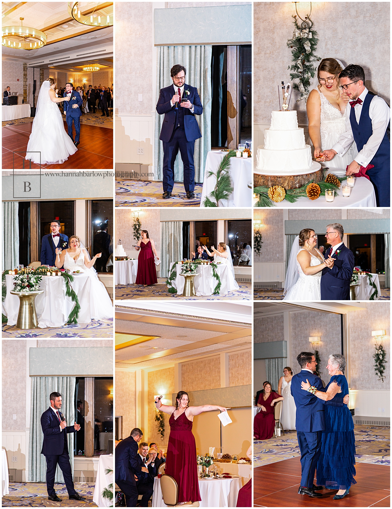 Key wedding reception events are highlighted in collage