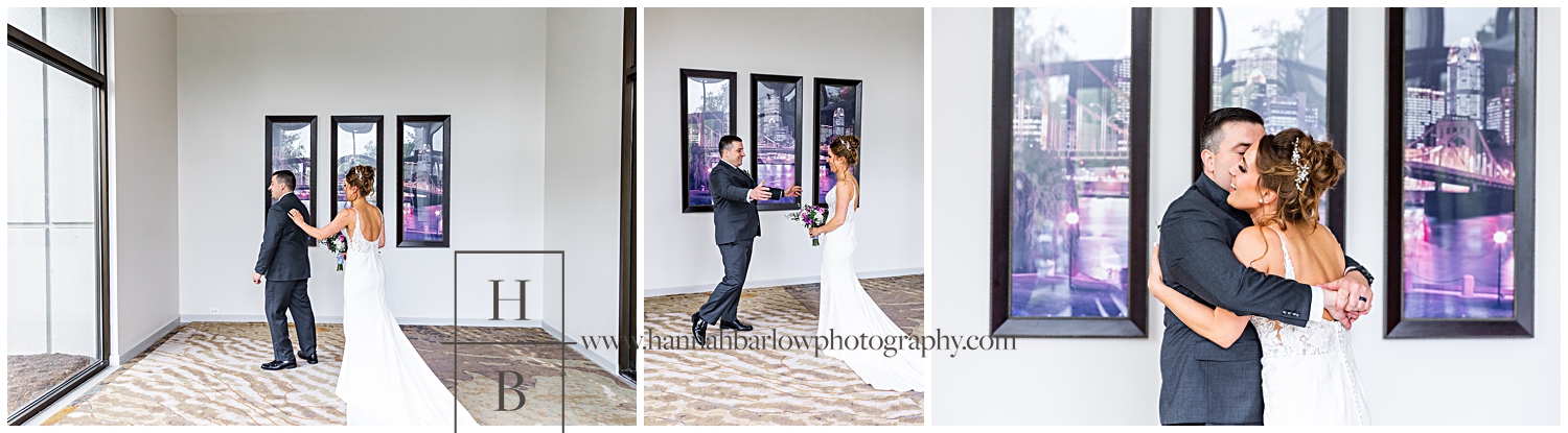 Wedding Couple Embraces for First Look