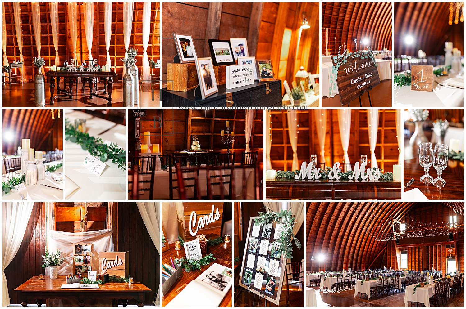 Deep orange barn decor is highlighted