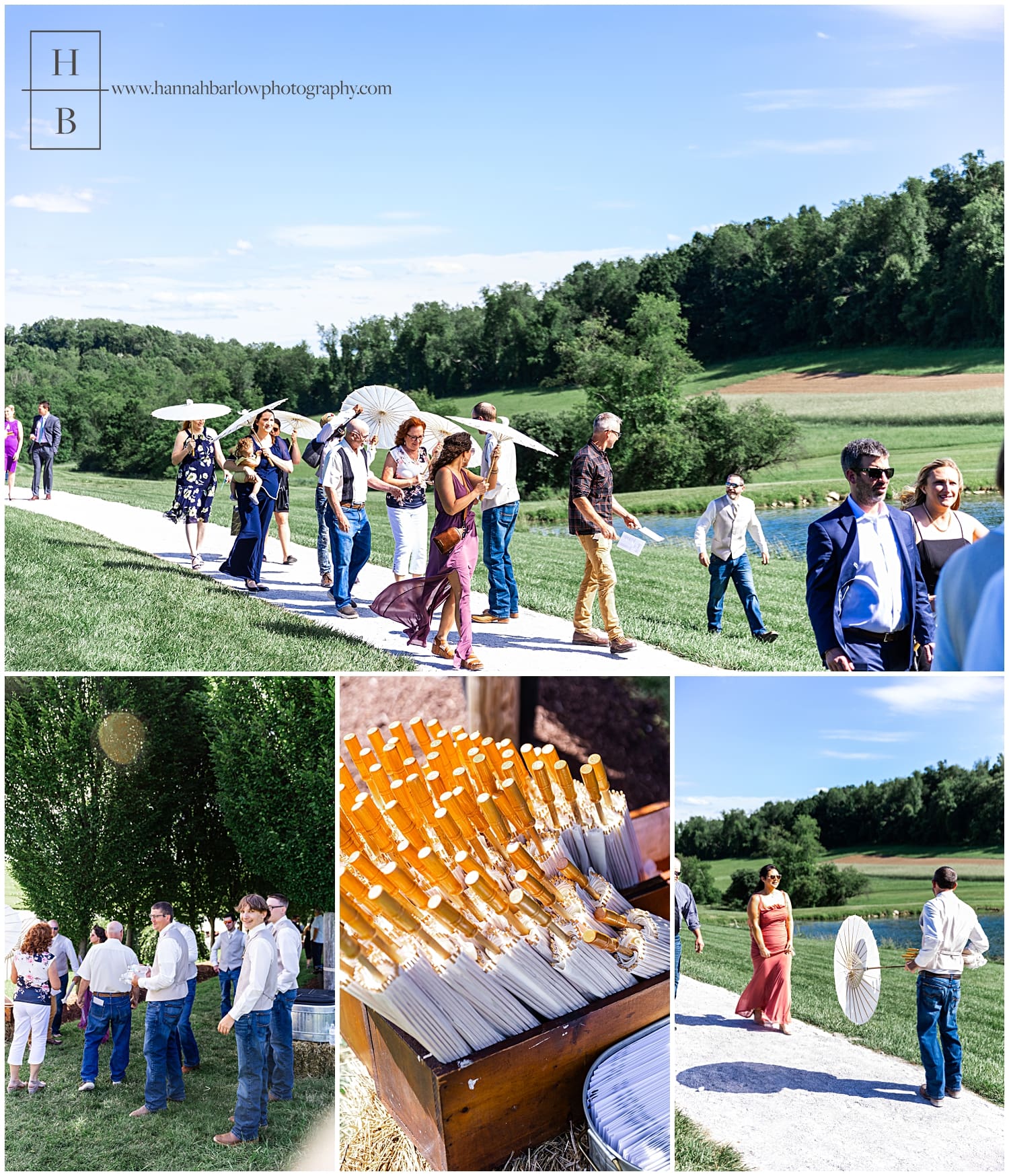 guests arrive to lakeside wedding ceremony at Bramblewood in McDonald pa