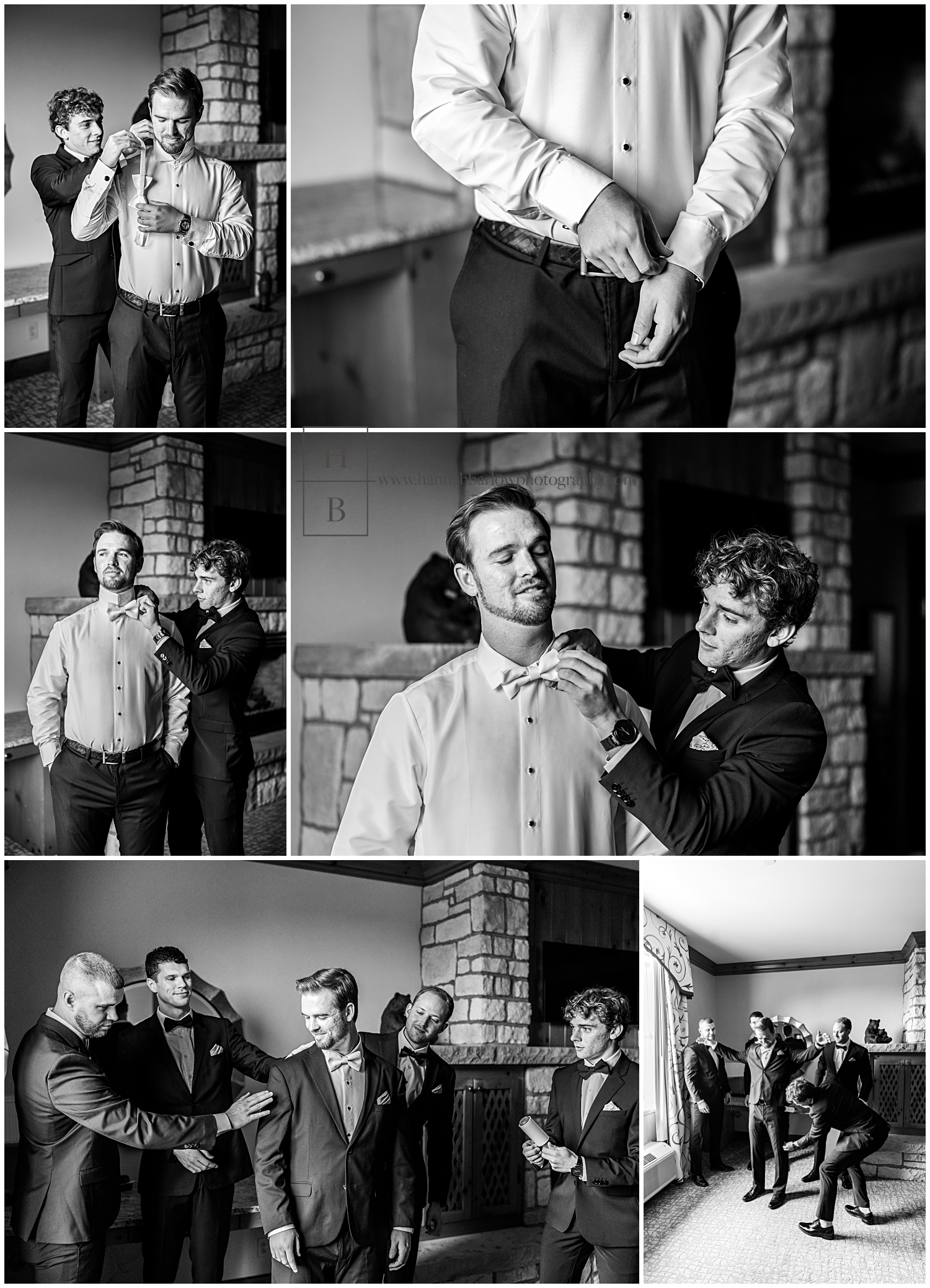 Black and White Photos of Groom Getting Ready