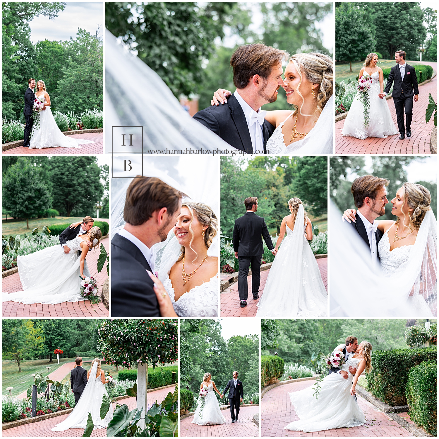 Variety of bride and groom a couple portraits