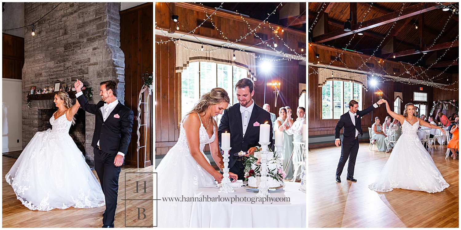 Couple enters reception venue cut cake and do first dance