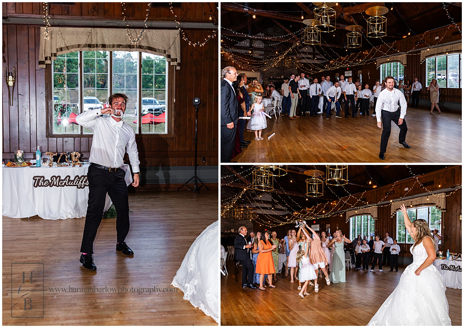 Wedding garter and bouquet toss