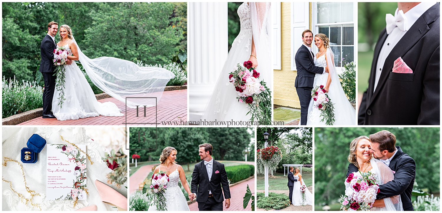 Summer wedding collage of bride and groom