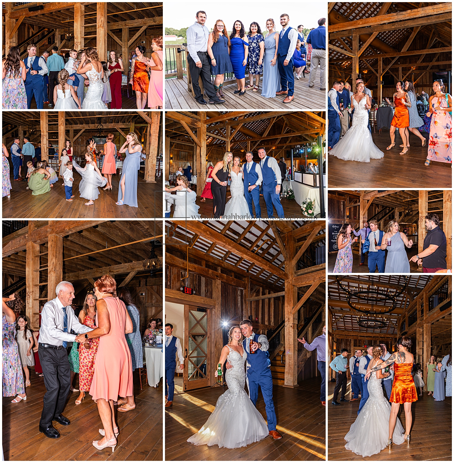 Barn wedding reception dancing photos