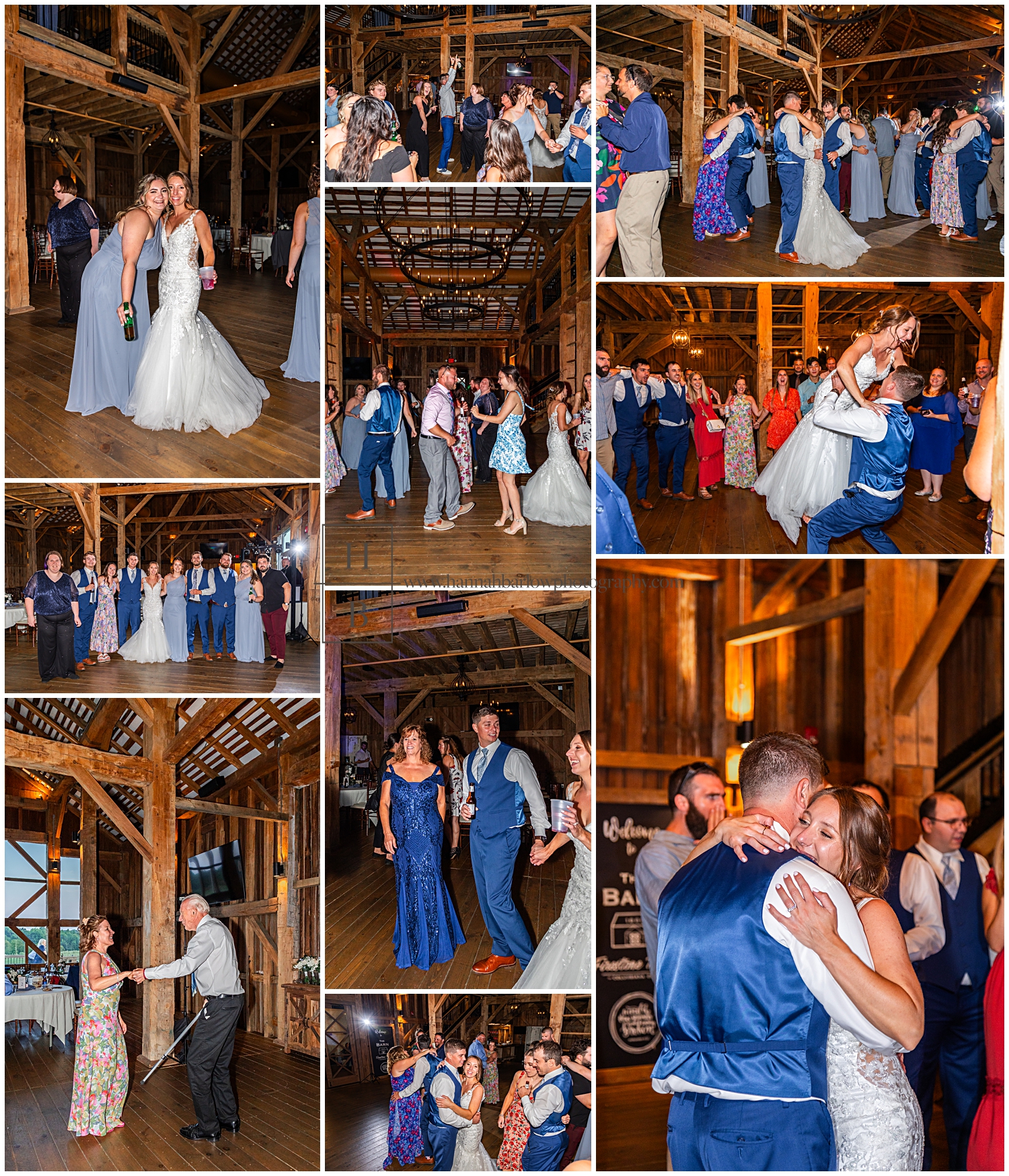 Barn wedding reception dancing photos