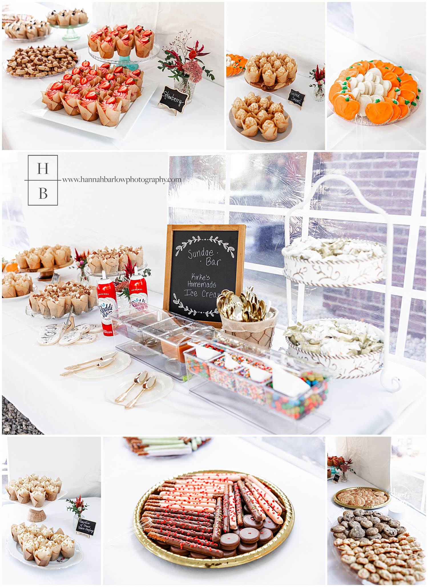 Sweets table with ice cream at wedding