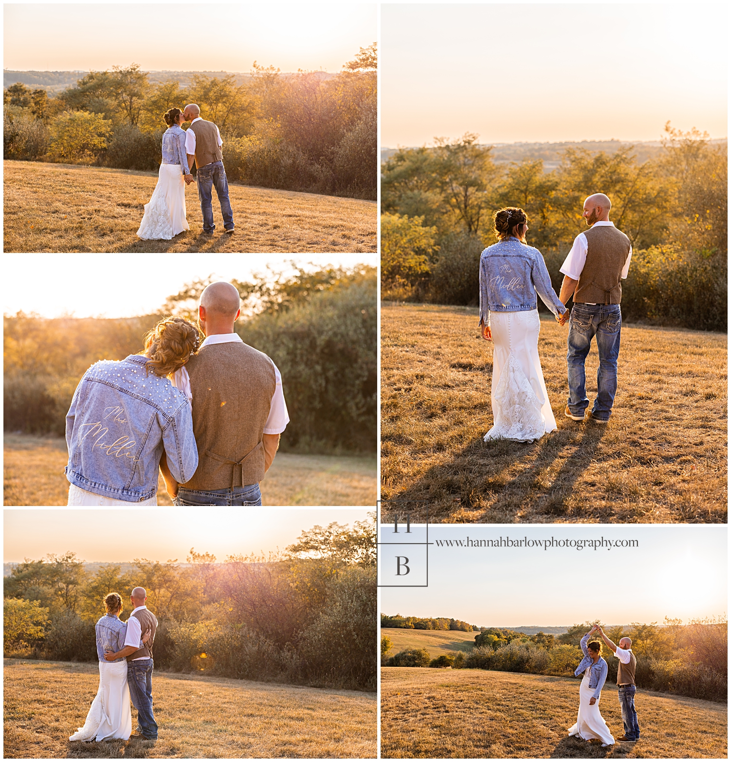 Wedding golden hour photos in Field