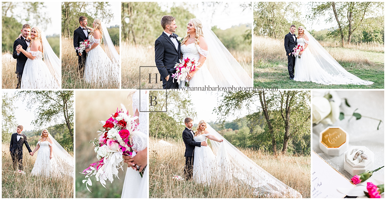 Collage of summer wedding at Monarch Veil in Field