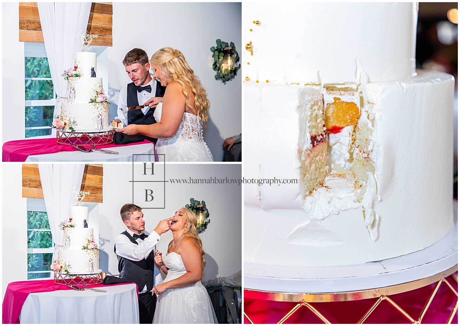 Bride and Groom Cut Wedding Cake