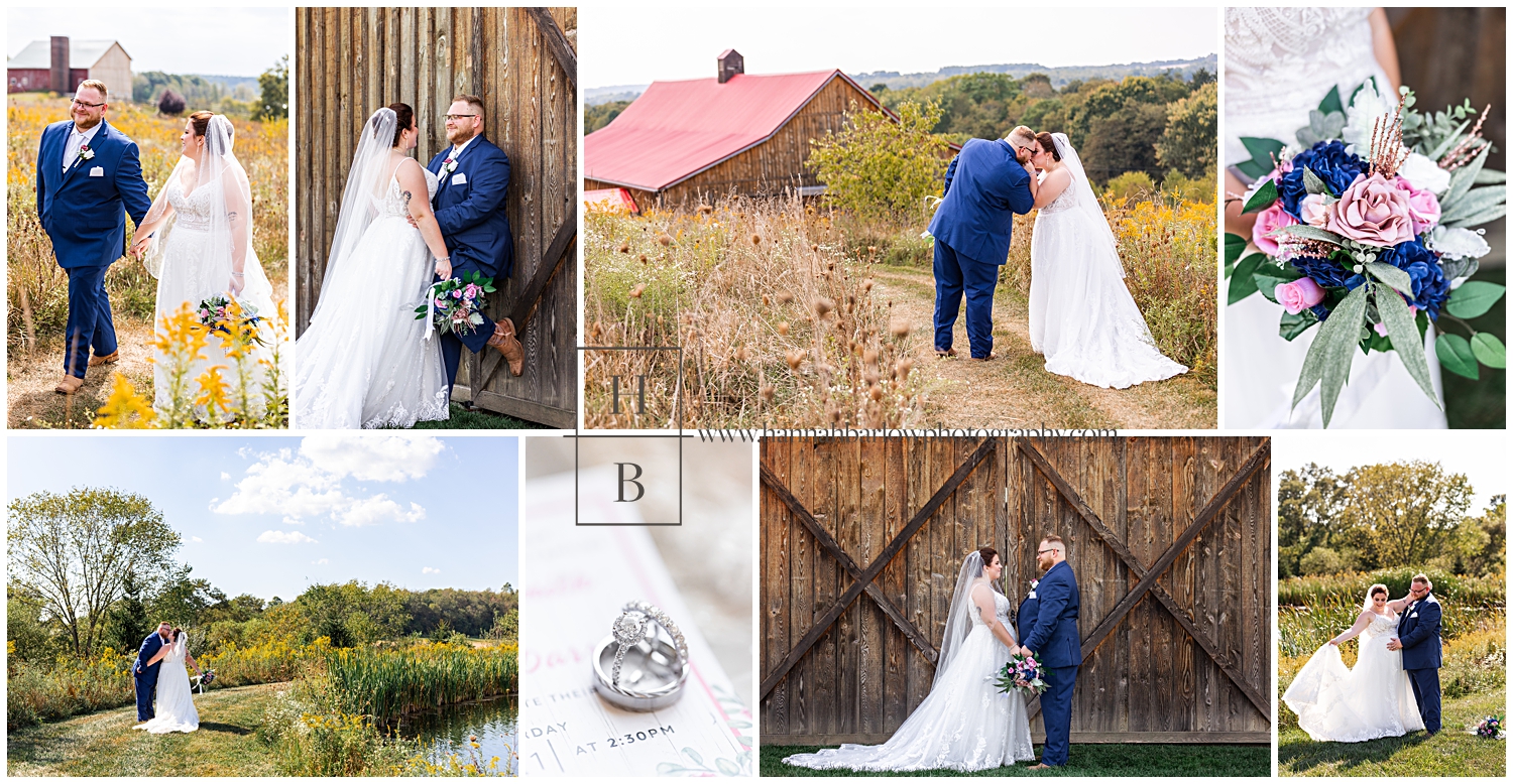 Wedding collage at whisper hollow homestead barn venue