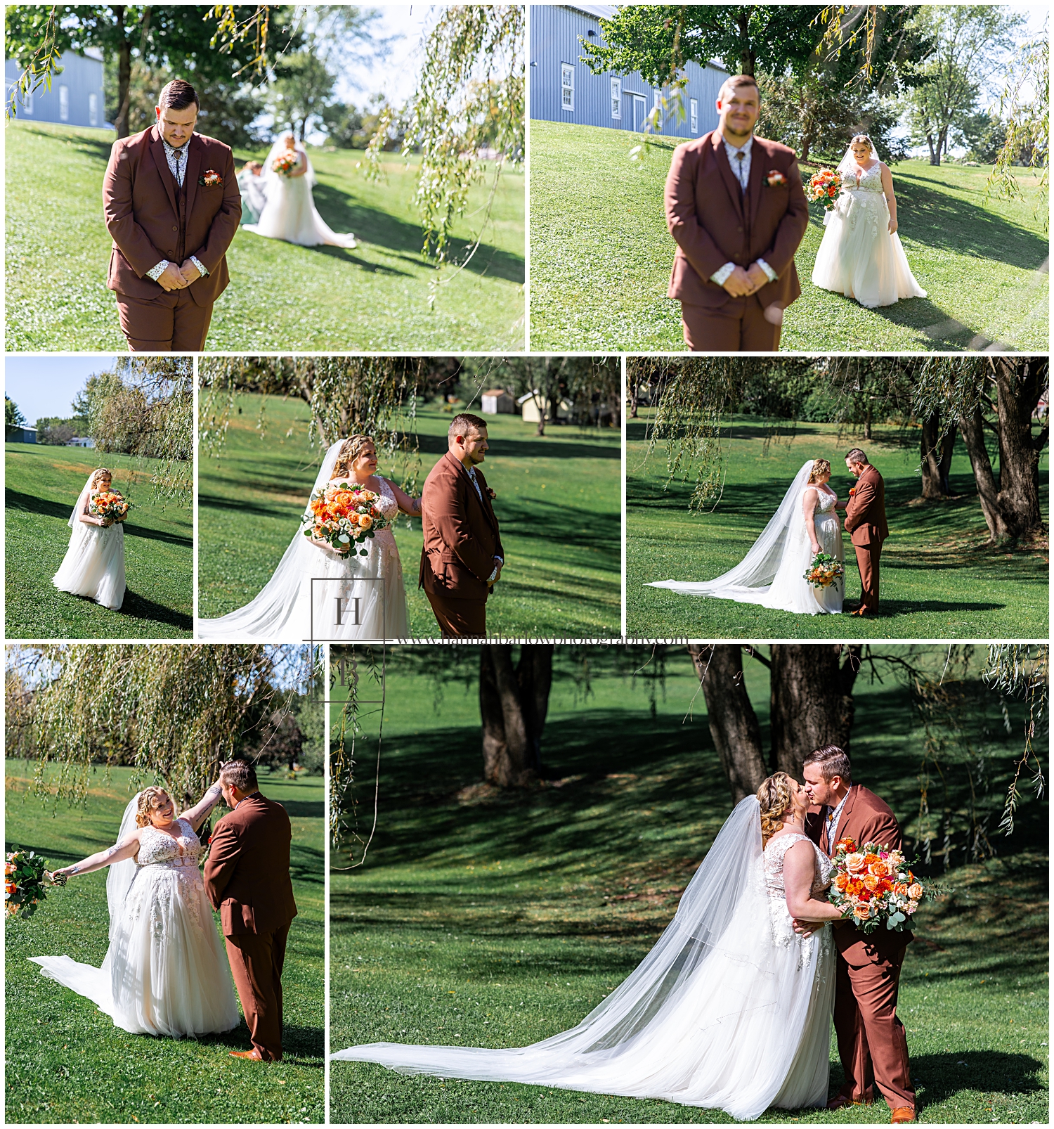 Bride and groom share first look moments