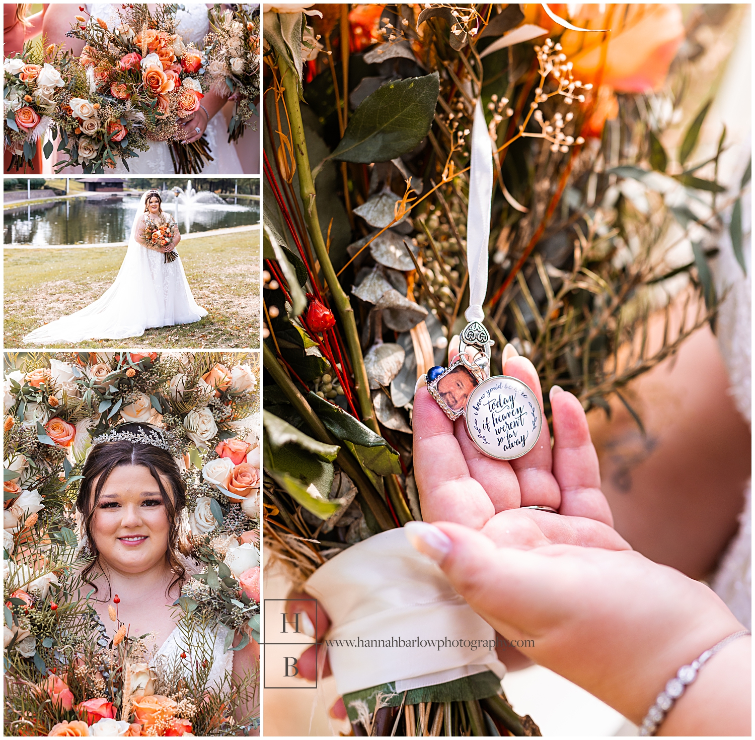 Bride has flowers around her head