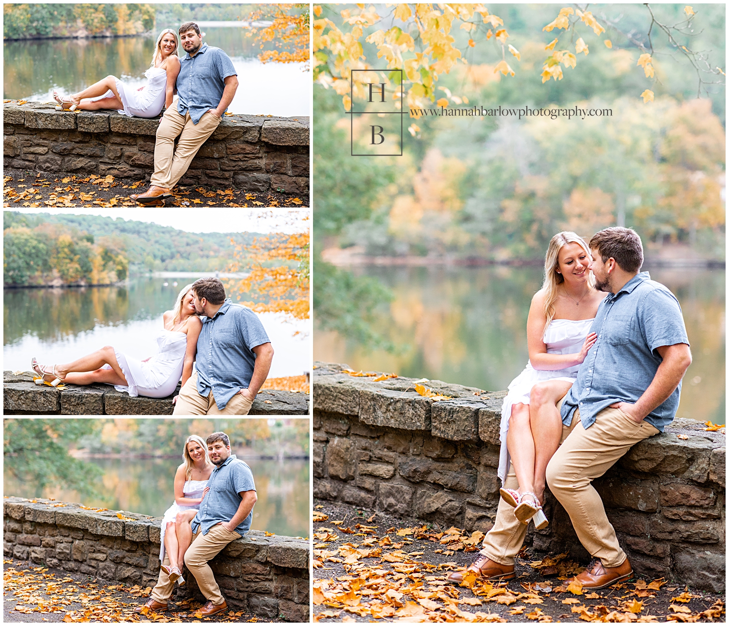 Man and woman pose on Stonewall for engagement photos