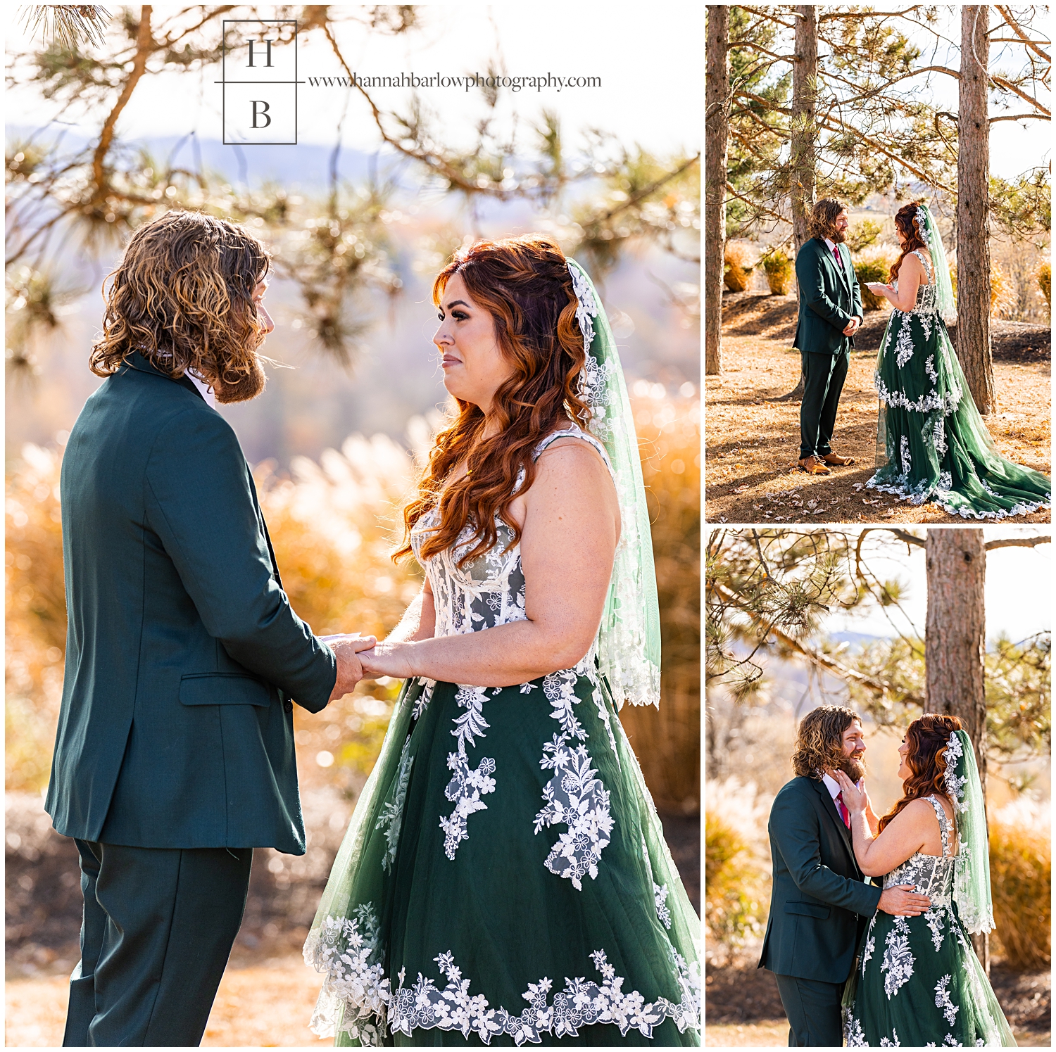 Bride and groom share private vows during first look