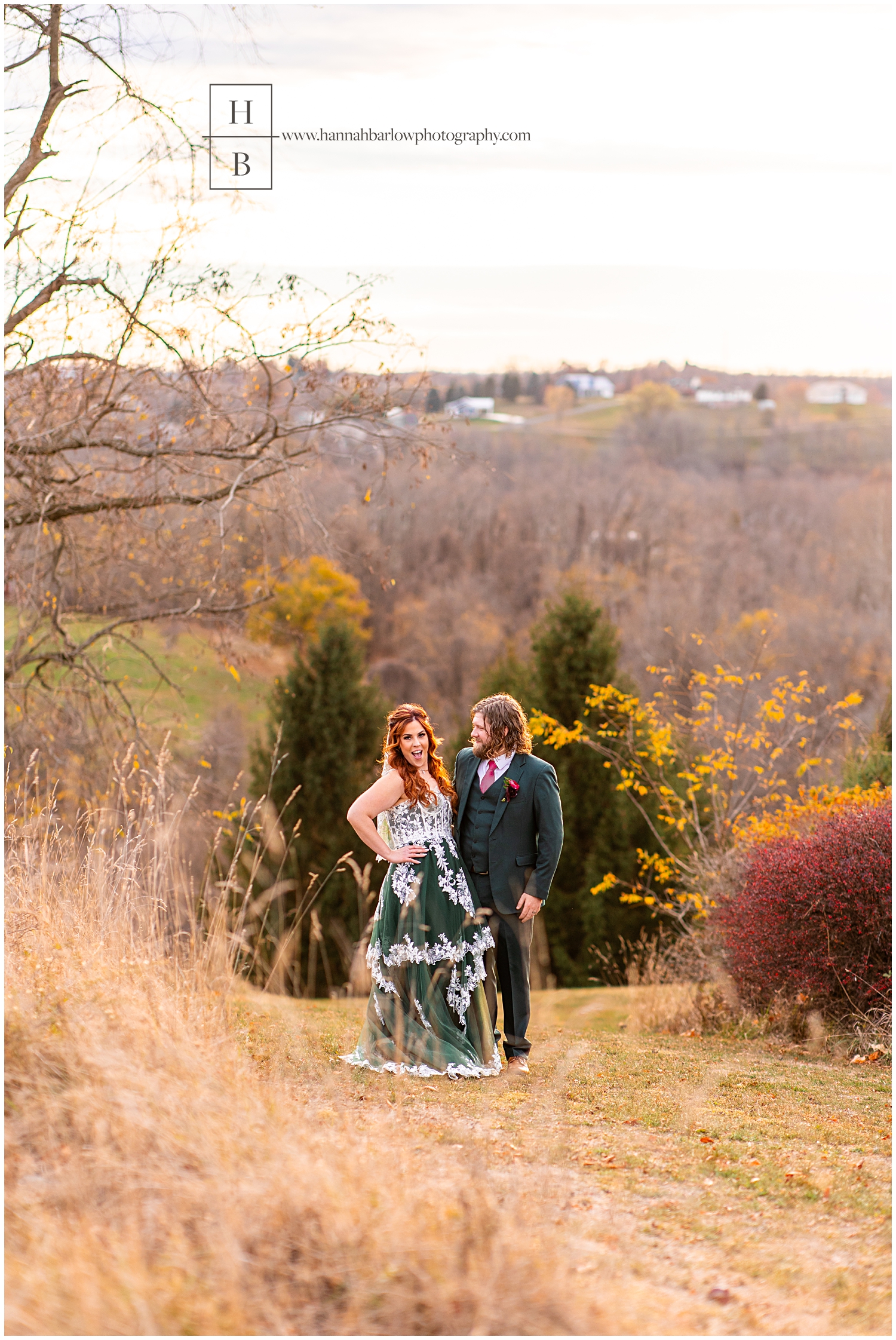 Bride poses for camera and laughs