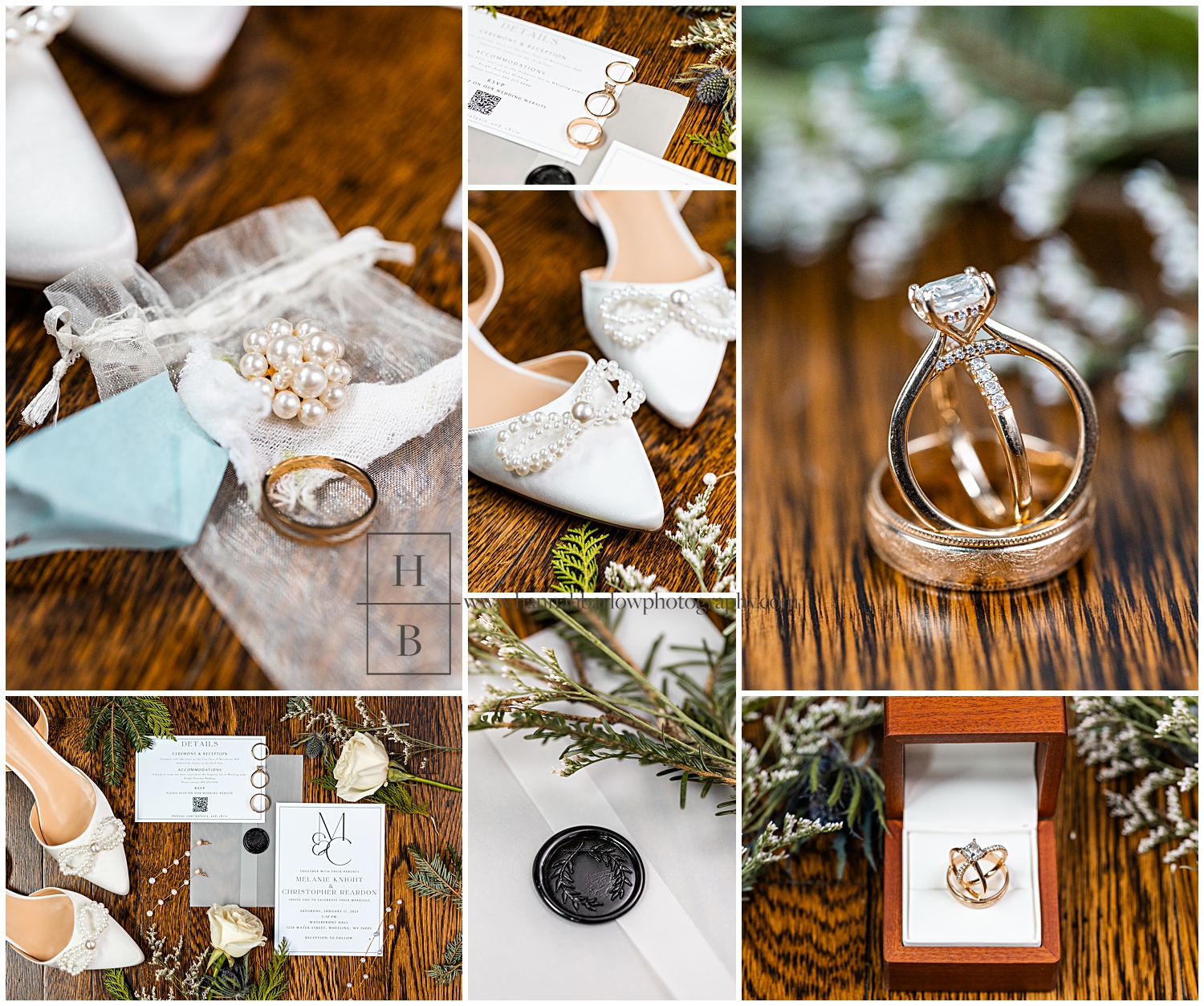 Winter wedding bridal details