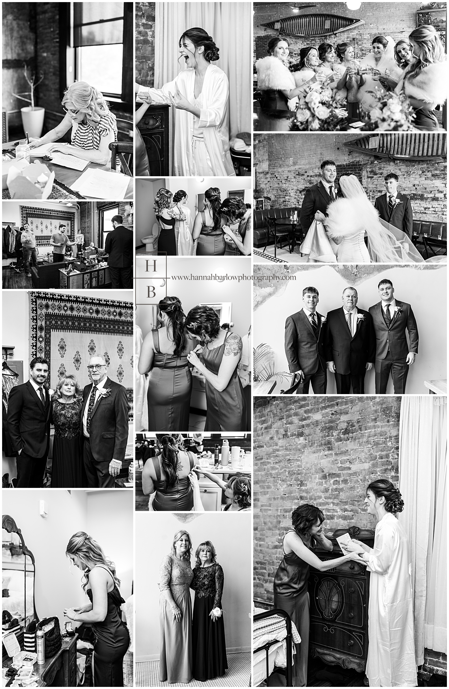 Black and white candid wedding moments