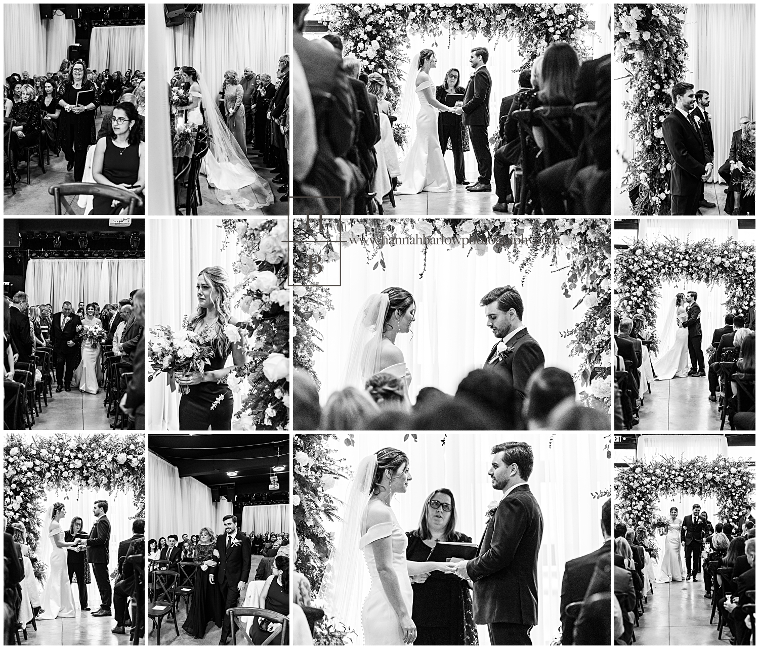 Black and white indoor ceremony photos