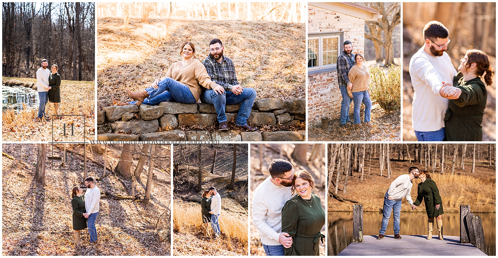 Collage of Country Lakeside Engagement Photos