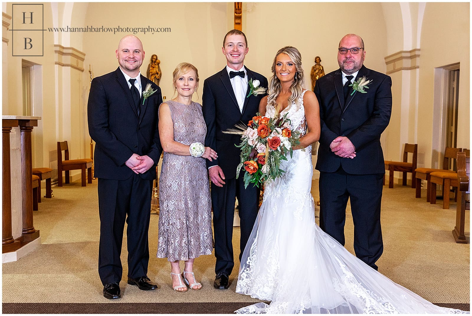 wedding family photo in church