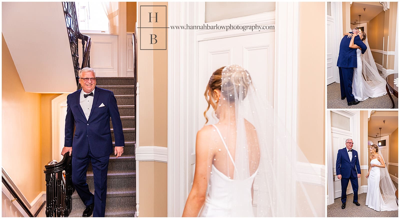 bride has first look moment with dad