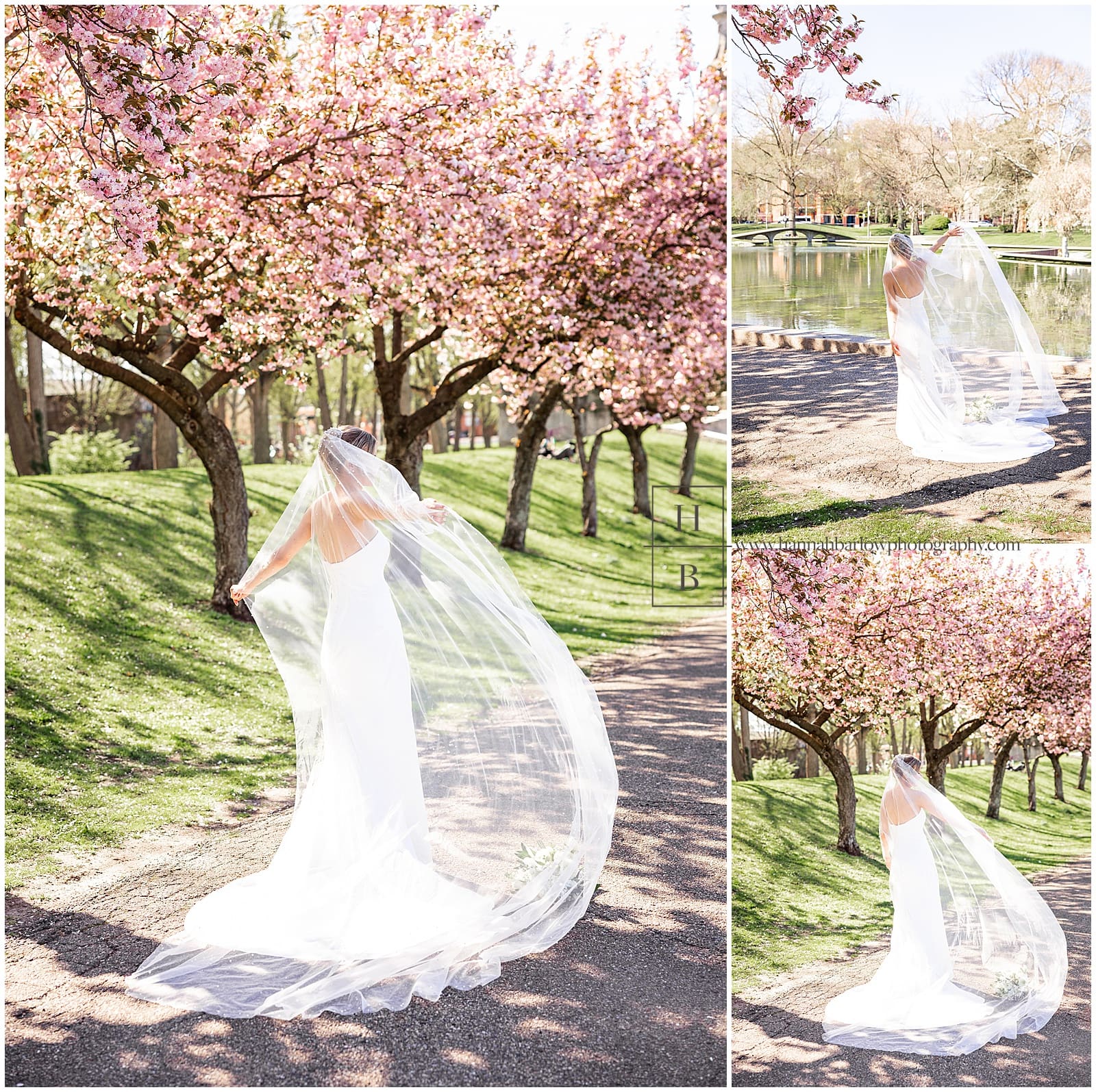 Bride swings veil around
