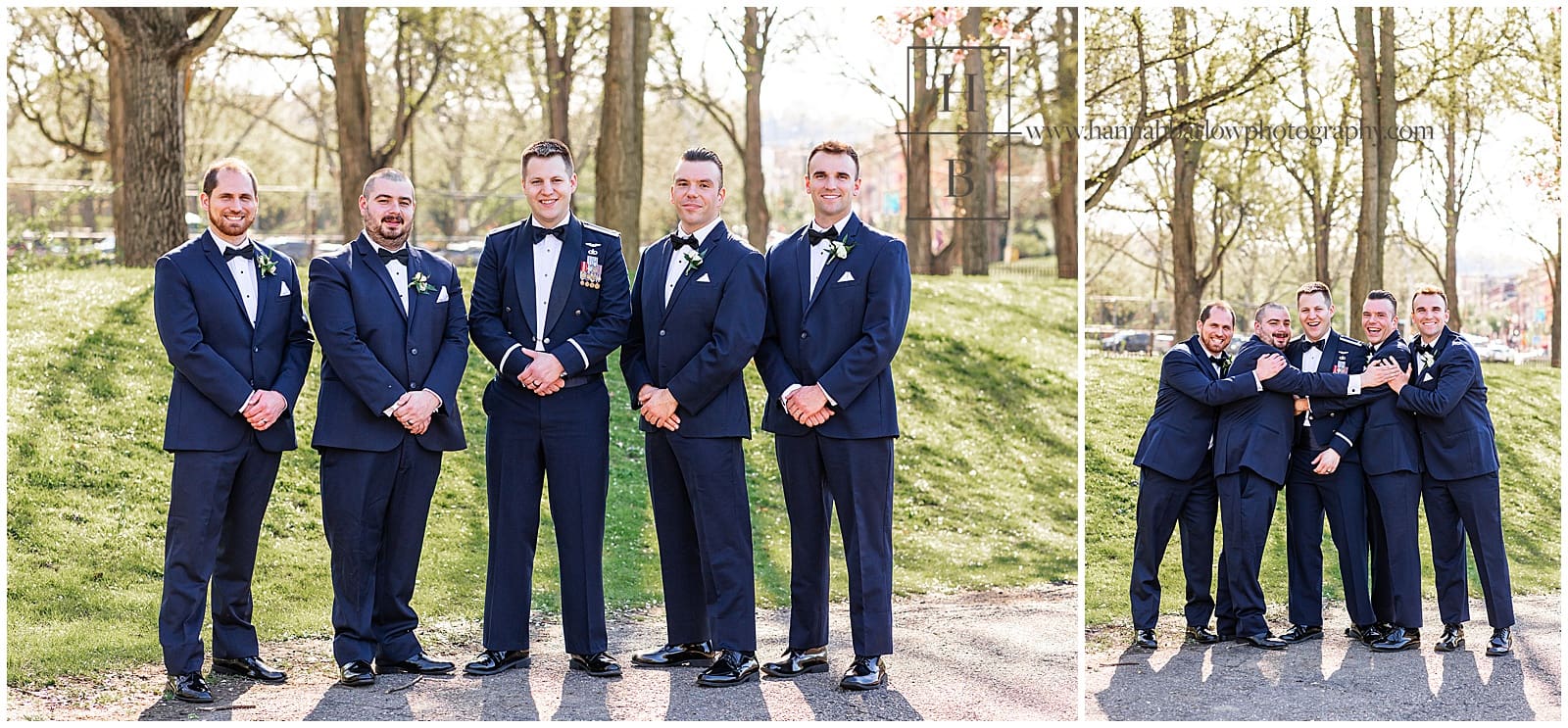 Groomsmen pose with groom
