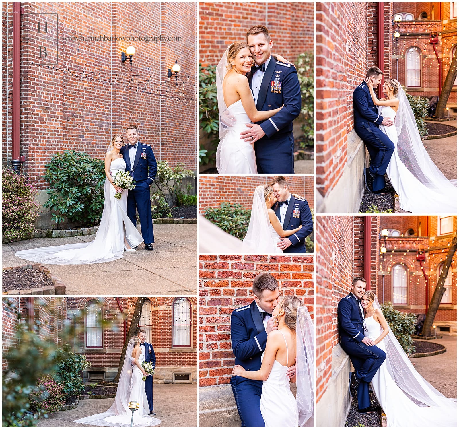 Wedding photos in the grand Hall at the priory wedding venue in Pittsburgh courtyard
