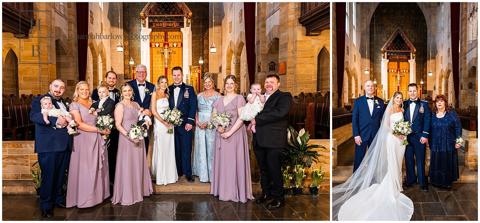 family photos after wedding inside church