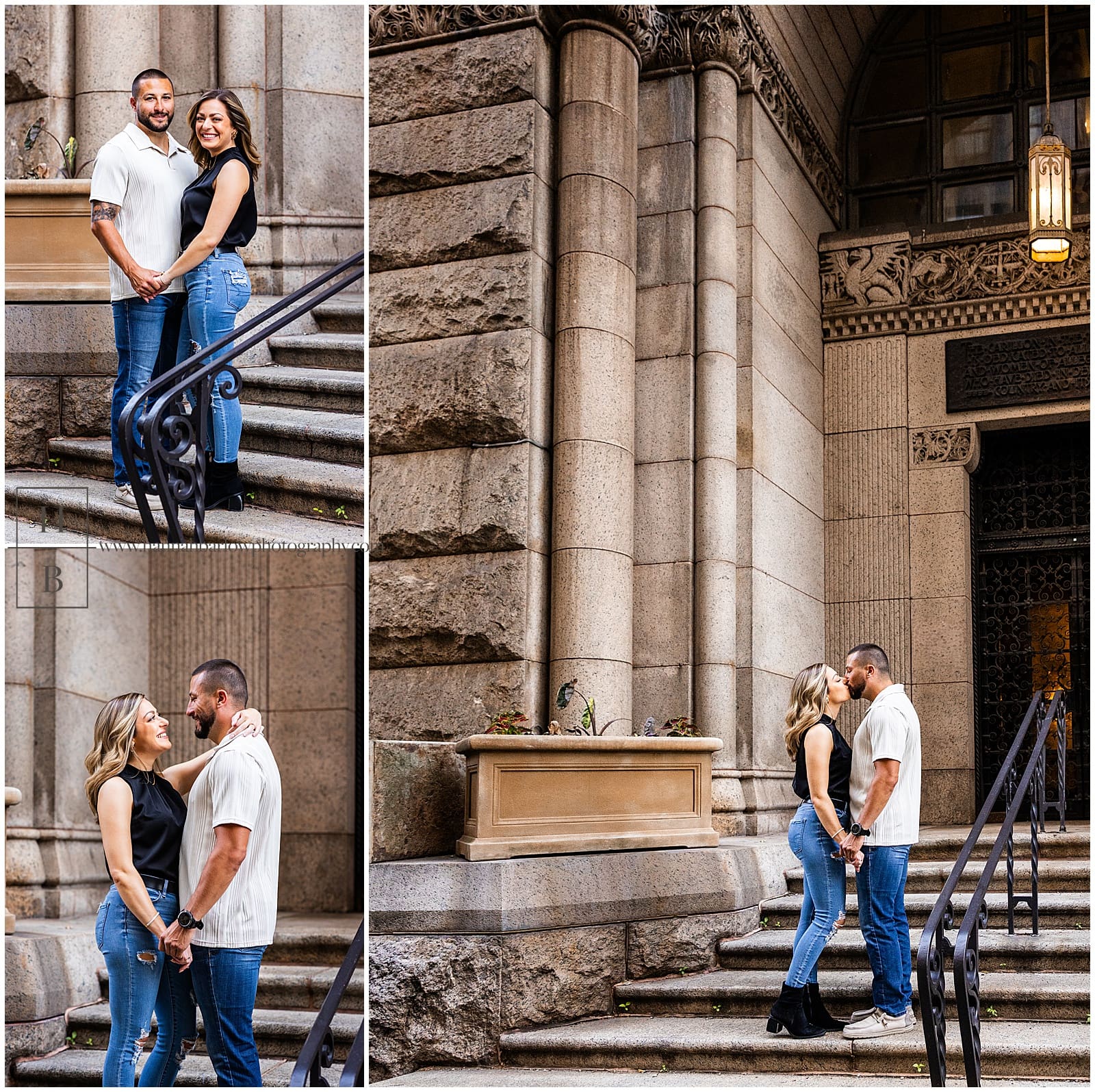 couple poses outside allegheny county courthouse