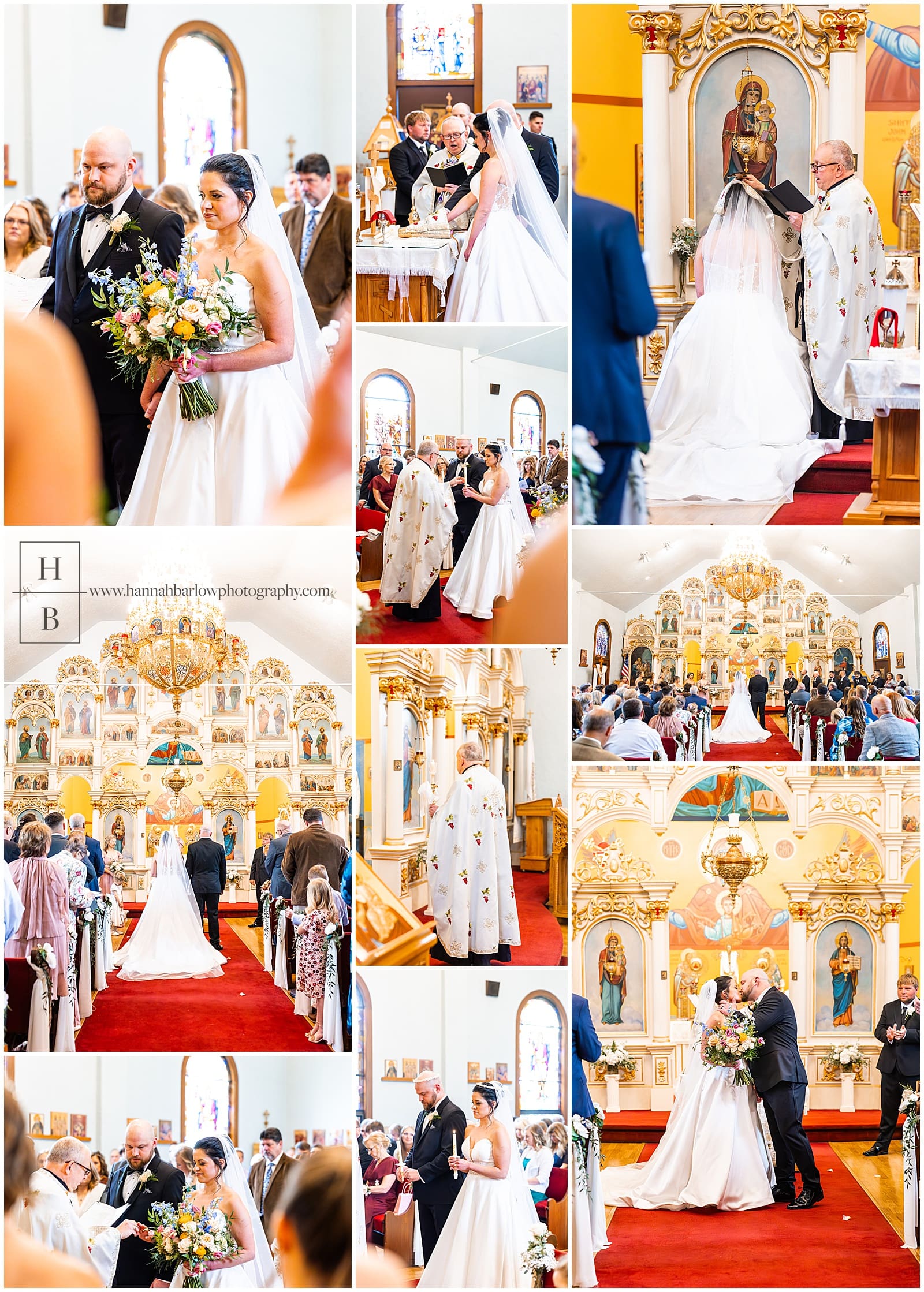 wedding ceremony photos inside old Belmont County Ohio Orthodox Church