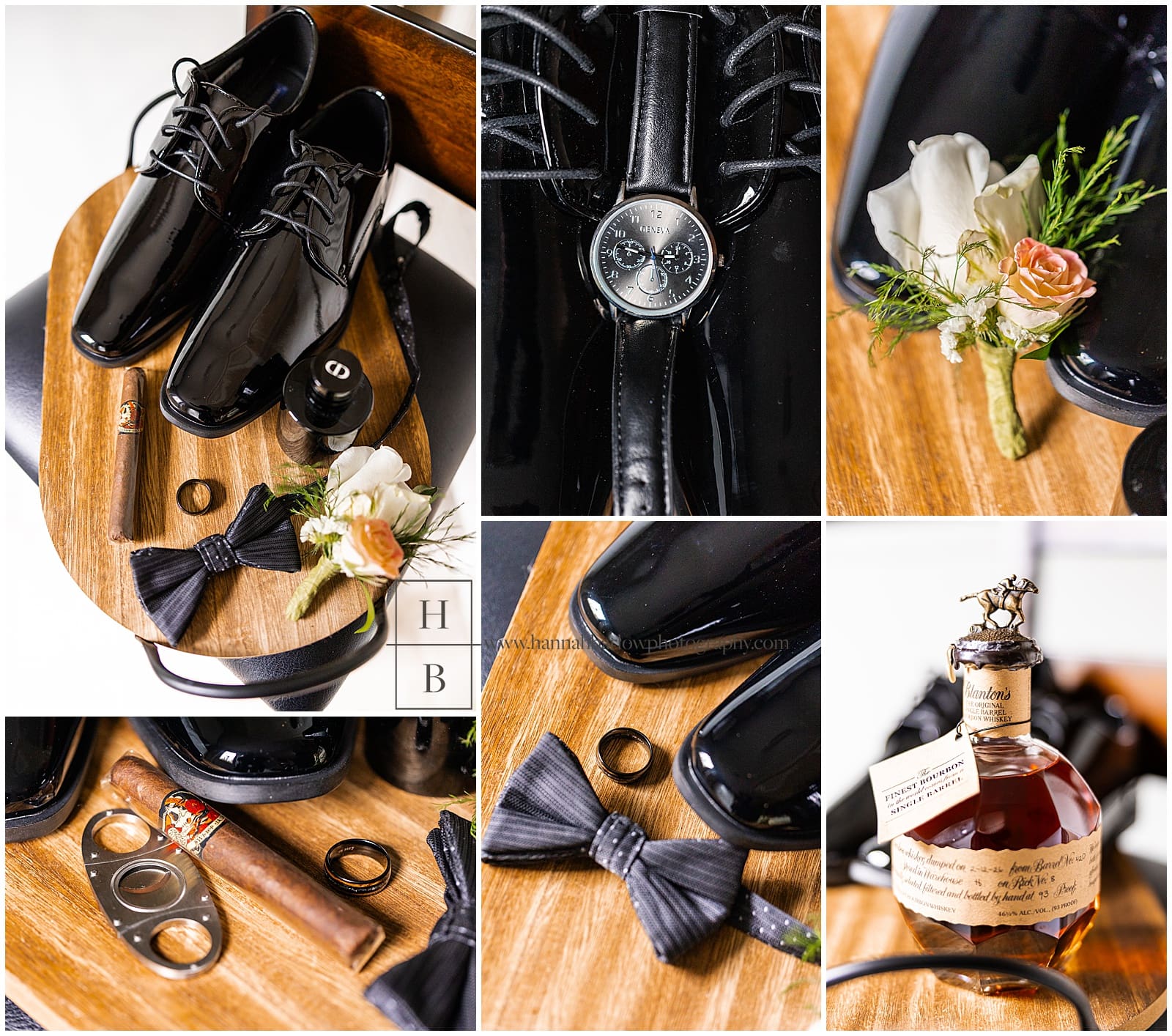 Groom details featuring a whiskey bottle