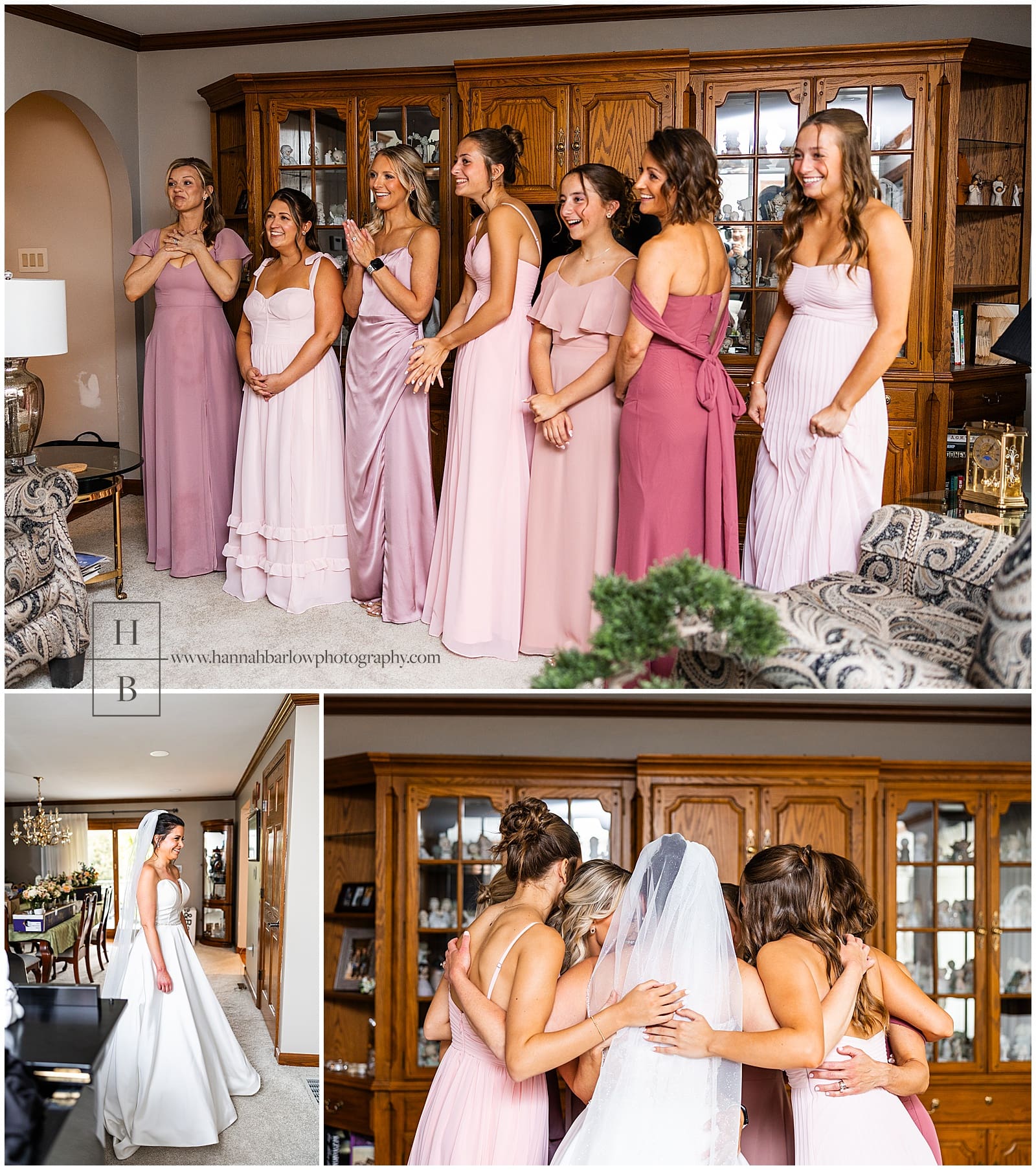 Bride and bridesmaids share first look moment