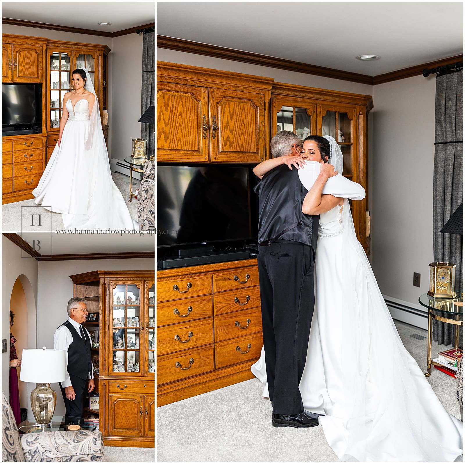 Bride and father, share moment before ceremony, hugging