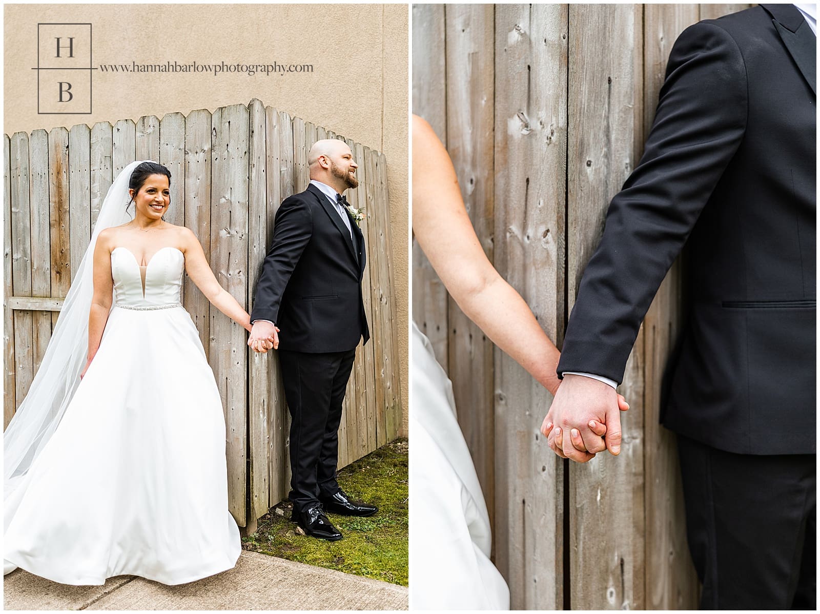 Bride and groom, hold hands for it first look moment