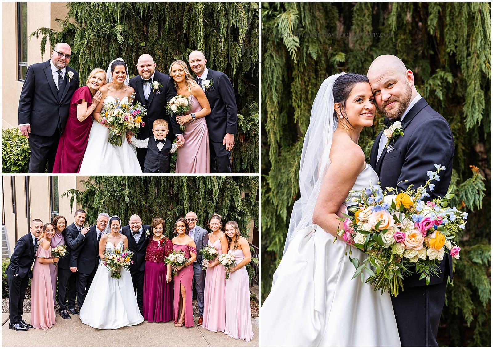 Outdoor family wedding photos