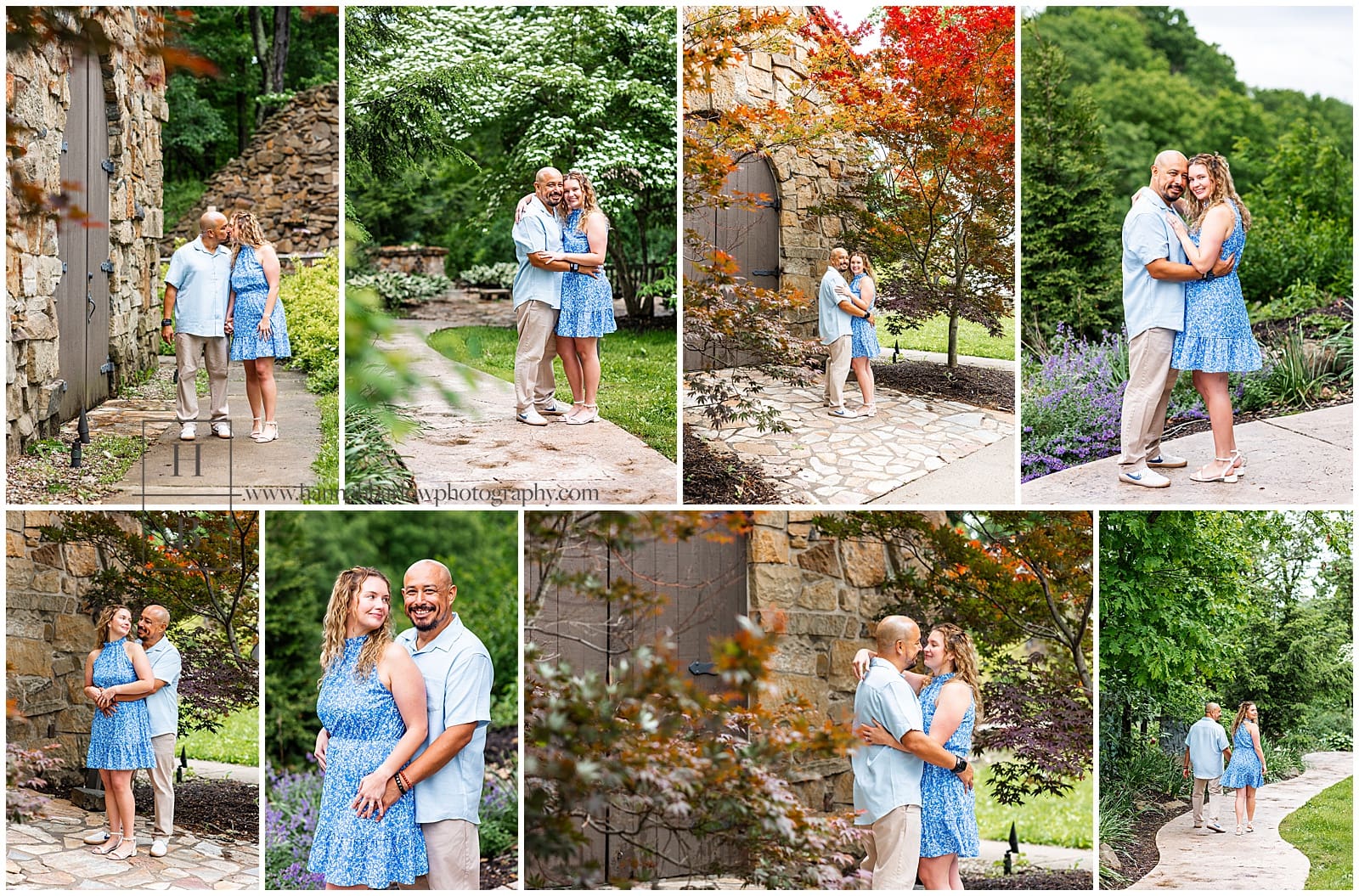 collage of spring engagement photos