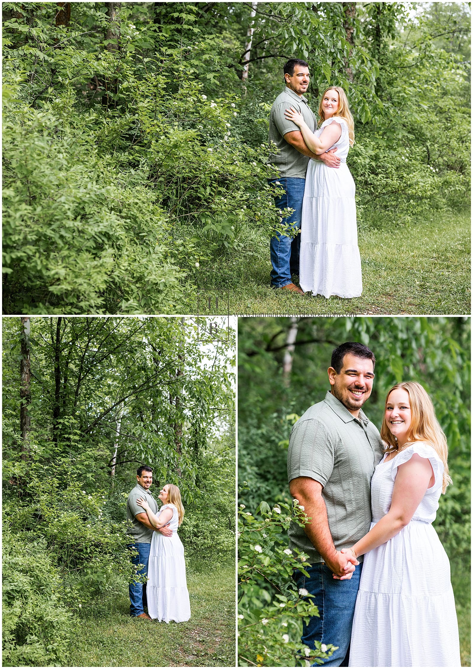 couple holds hands for engagement photos